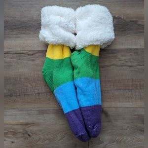 Multicolor Rainbow/Pride Fuzzy Non-Slip Socks/Slippers